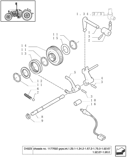 (1.28.7[06]) - CREEPER TRANSMISSION FOR HI-LO - FORK - CREEPER CONTROL GEARS (VAR.117) Parts scheme