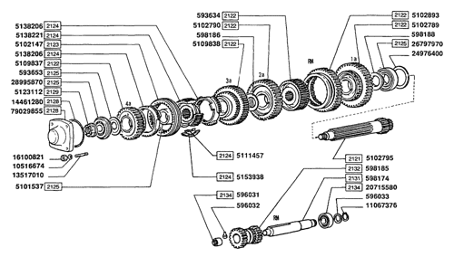 55-56) - FIAT TRACTOR (1/80-12/88) (1.28.1[02]) - TRANSMISSION GEARS New  Holland Agriculture