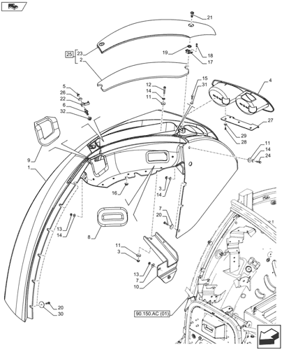 T4 105 Tractor Tier 4a S N Zxxy5xxxx 12 12 12 14 90 116 Ac 01 Var Rear Fender W Cab New Holland Agriculture