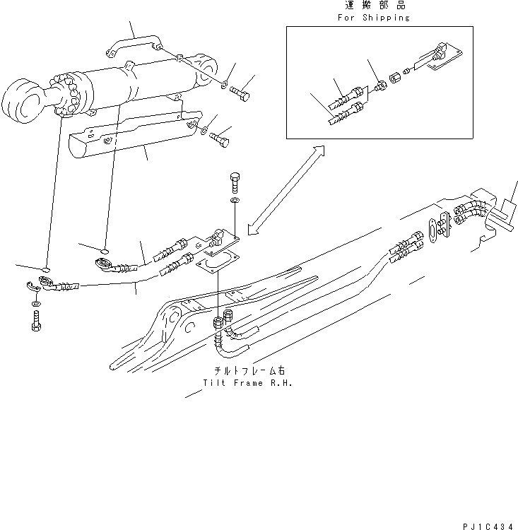 BLADE TILT CYLINDER AND BRACE (FOR TILT DOZER) (COLD WEATHER (B) SPEC.)  D275A-2 S/N 10001-UP (-50cent. Spec.) Komatsu Part catalog