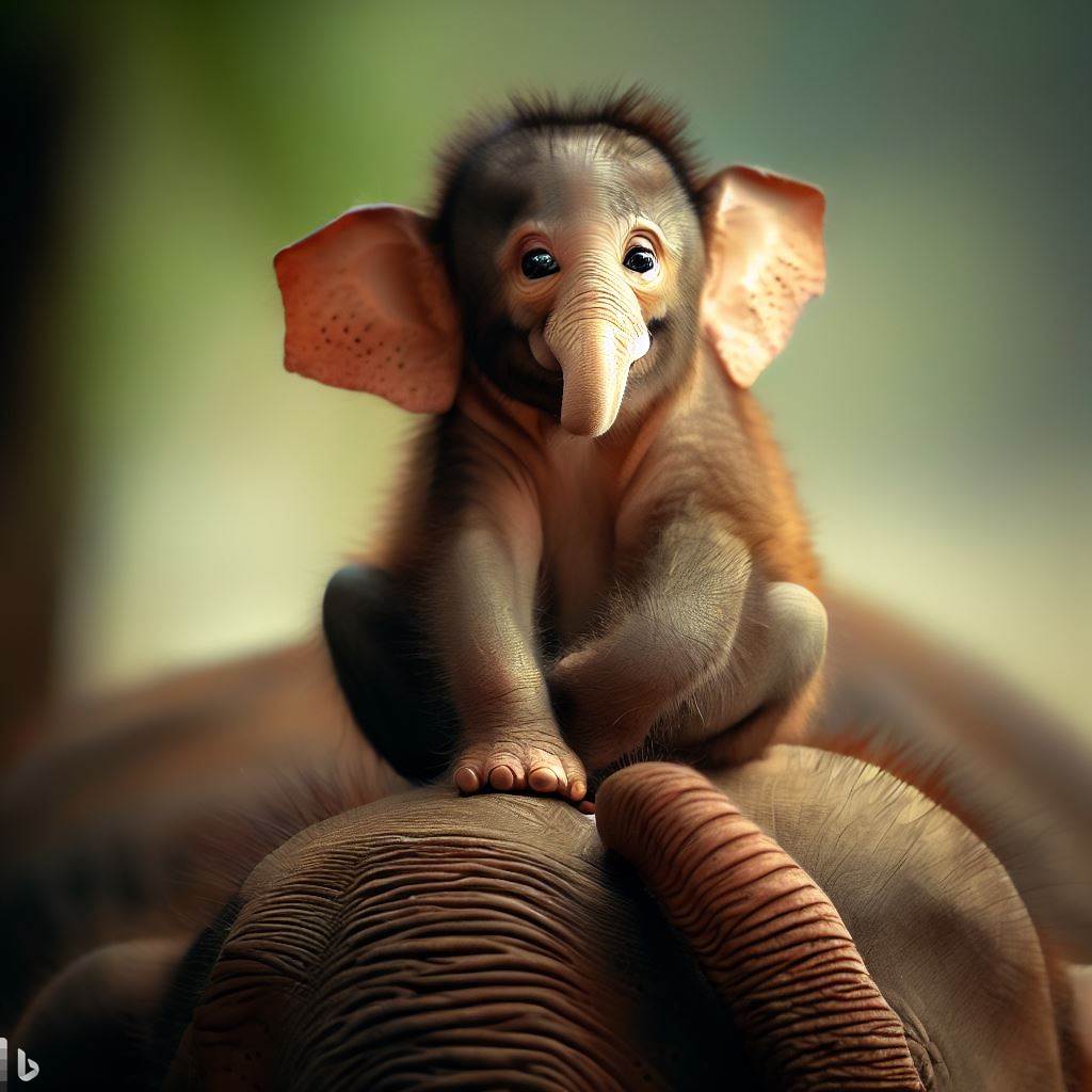 Generated photo of monkey and elephant