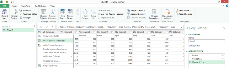 excel pierwszy wiersz jako nagłówki