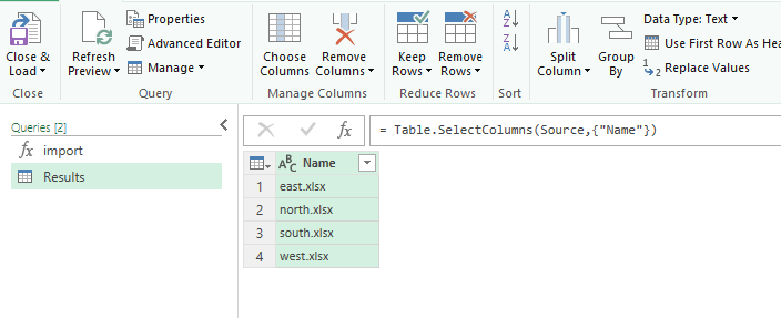 excel lista plików po usunięciu kolumn