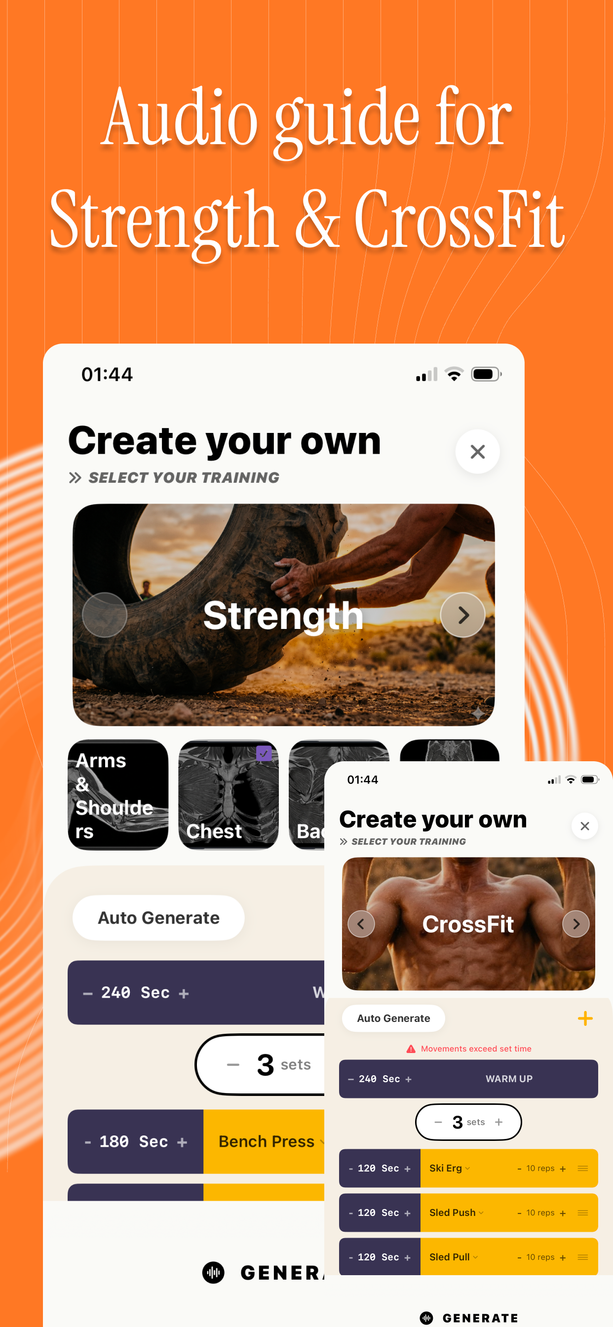 nee app screen - programmable audio workout entertainment