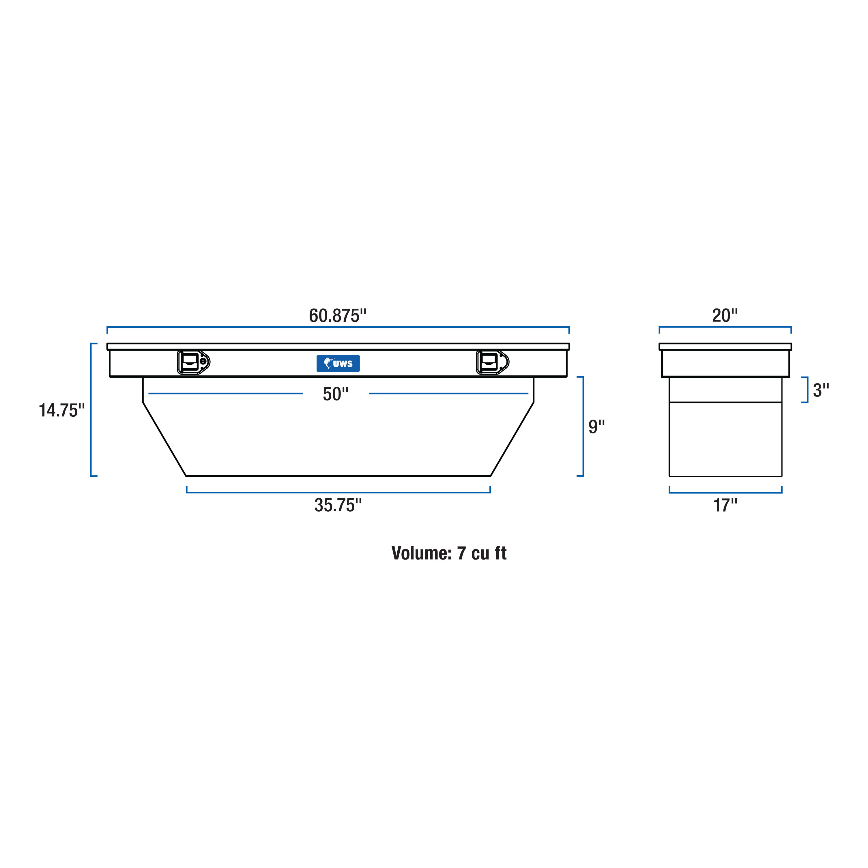 UWS EC10182 60 in. Angled Crossover Truck Tool Box