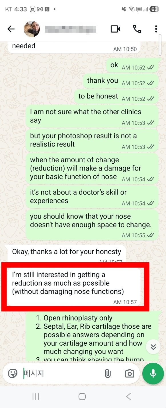 Real consultation capture about realistic nose reduction
