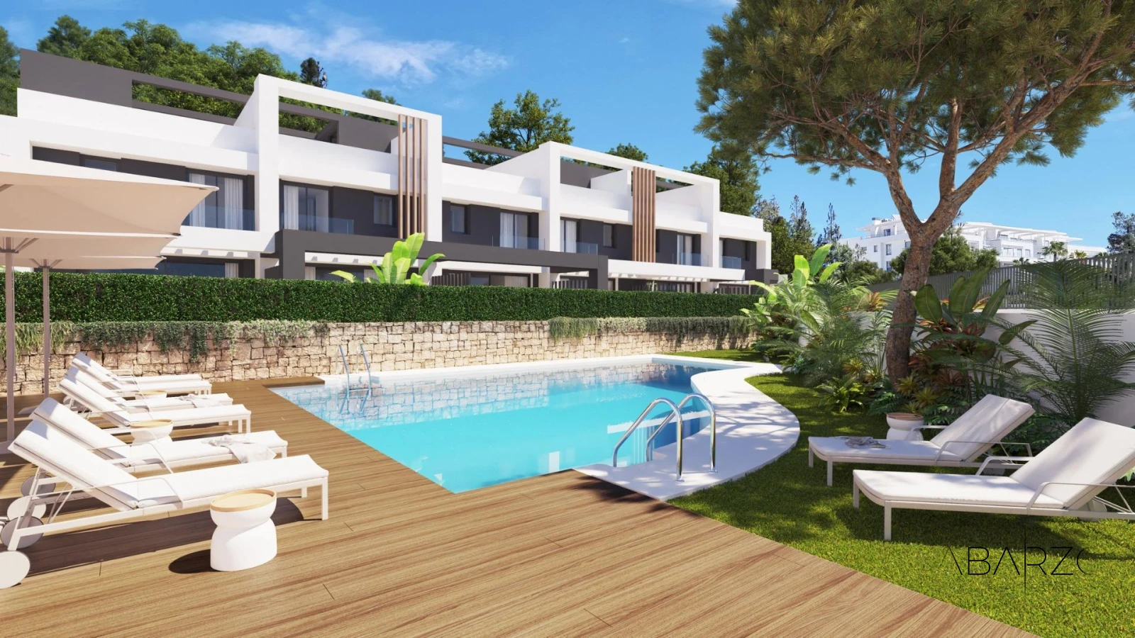 New Build Townhouses in El Chaparral Mijas with Sea Views and Private Solarium — luxury property for sale in El Faro / Torrenueva, Mijas