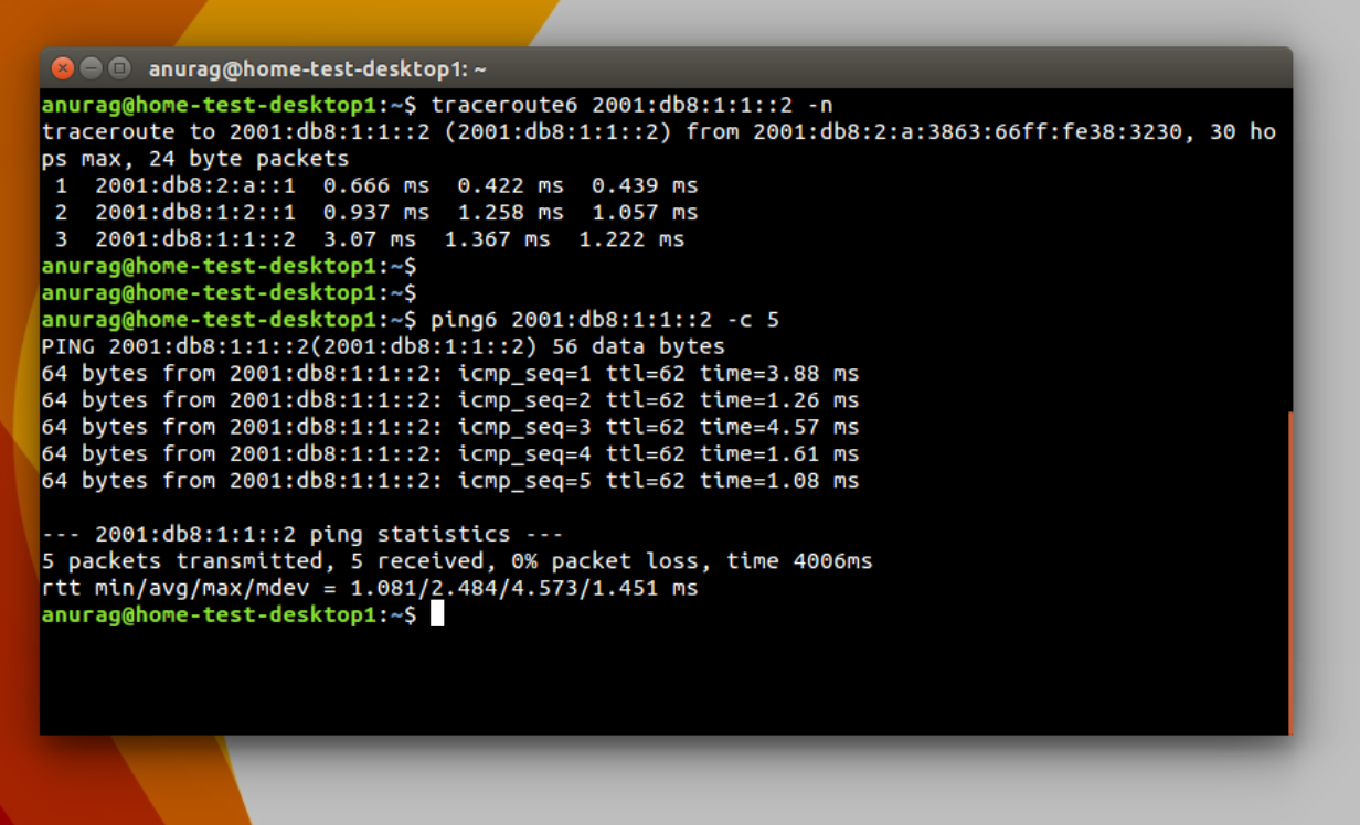 IPv6 connectivity test