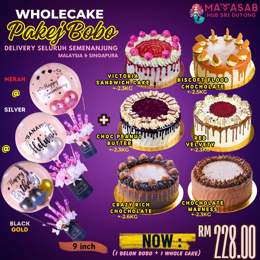 Set Eksklusif Belon Bobo+ Whole Cake 9" RM228