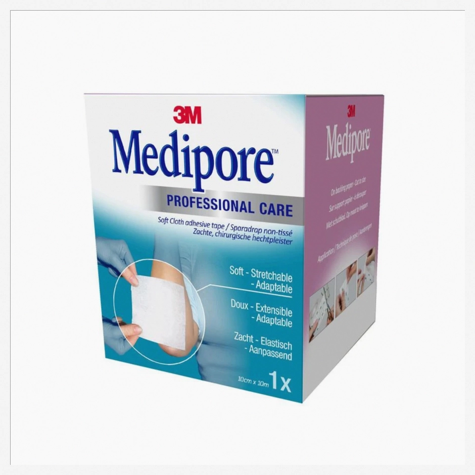 3M Medipore Non-Woven Tape, 10cm x 10m, Gentle Adhesive Medical Tape for Sensitive Skin, Breathable and Hypoallergenic