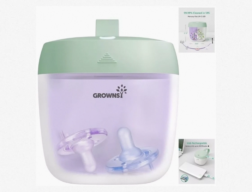 Portable UV Light Sanitizer Box for Pacifiers, USB Rechargeable, 99.99% Sterilization