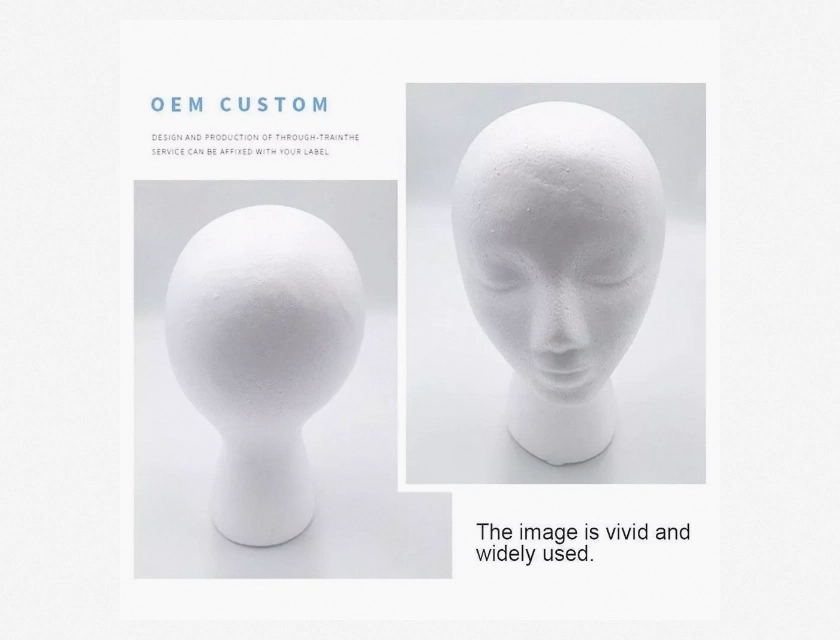 Styrofoam Head Model for Wig, Hair, Glasses, Hat, and Headset Display