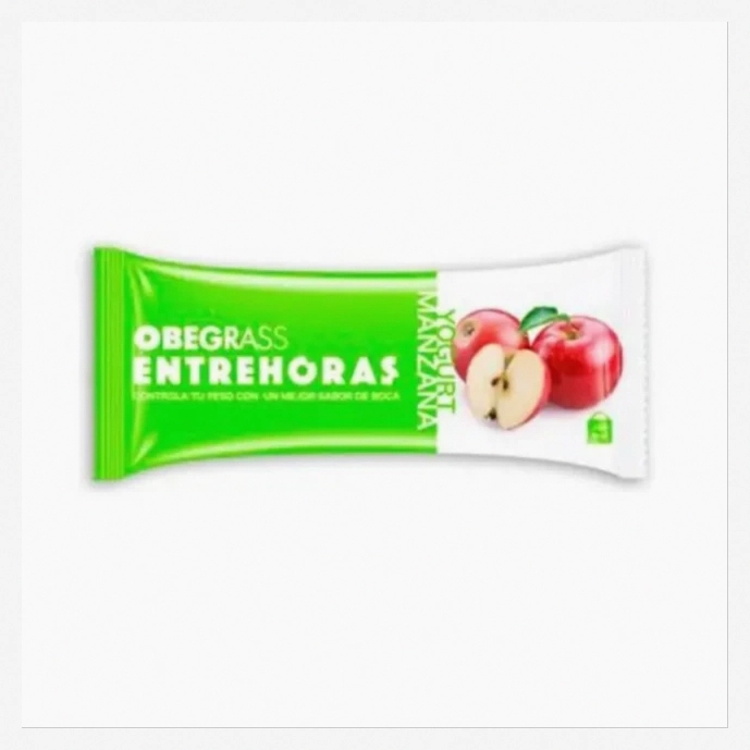 Actafarma Obegrass Barrita Entrehoras Yogurt Y Manzana 30G – Yogurt and Apple Snack Bar, 30 Grams