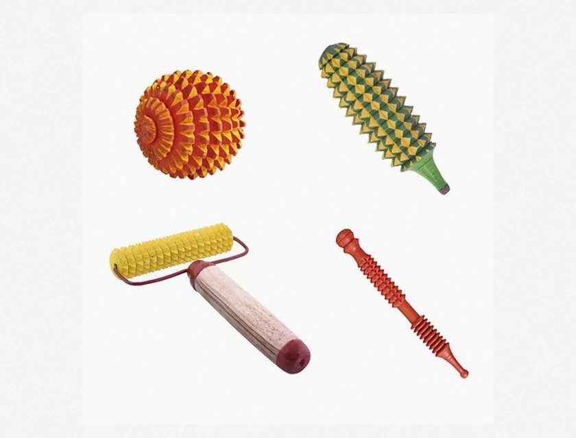 Acupressure Massager and Exerciser Combo Kit with Karela and Ball, Pack of 4