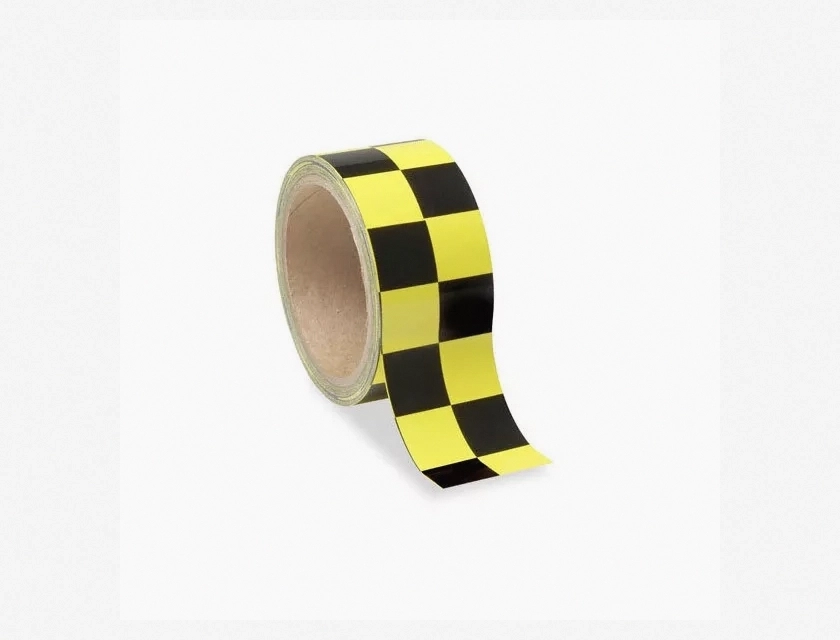Checkerboard Adhesive Tape for Low Vision, Yellow and Black, 2 Inch Wide