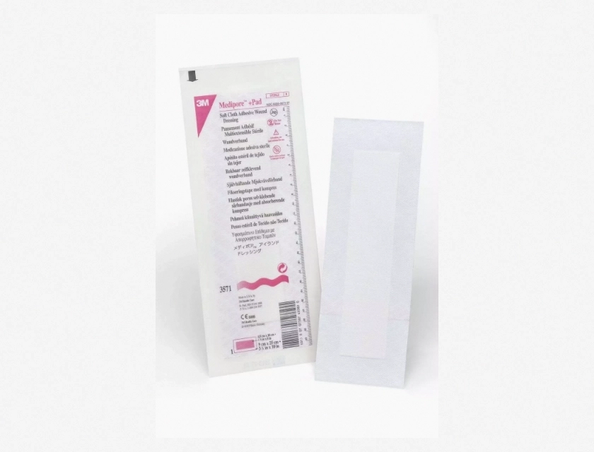 3M Medipore + Pad Soft Cloth Adhesive Dressing, 3.5 x 10 Inch, 25 Count