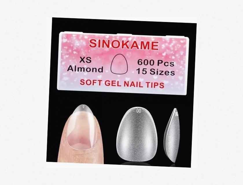 600 Pcs Extra Short Almond Nail Tips, Improved Pre-Etched XS Small 03 Almond Shape for Acrylic Nails