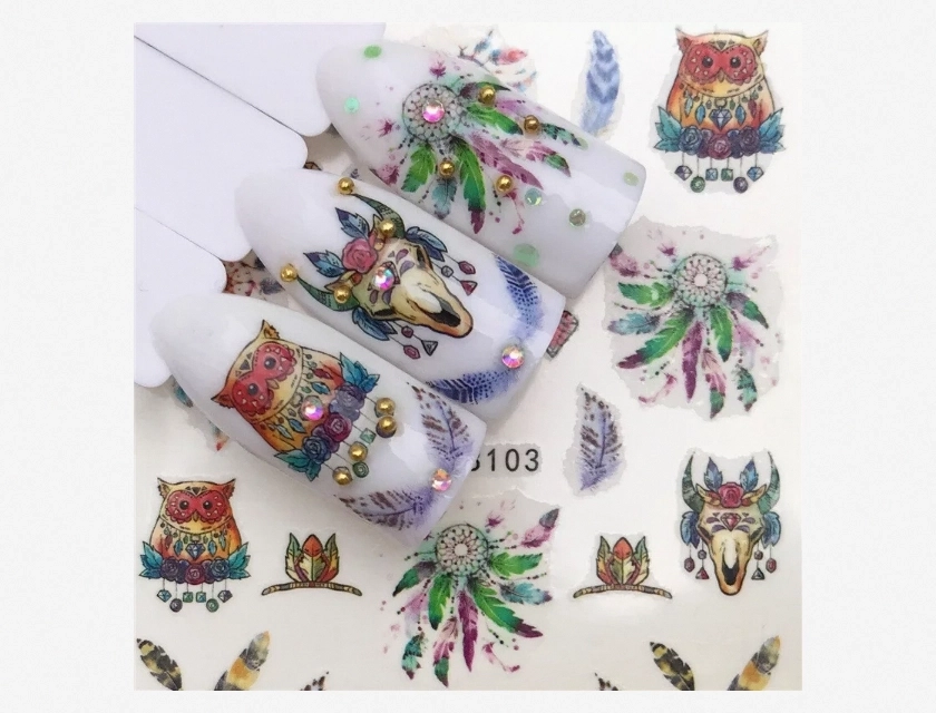 1 Sheet Flower Water Transfer Nail Art Decal Slider Sticker