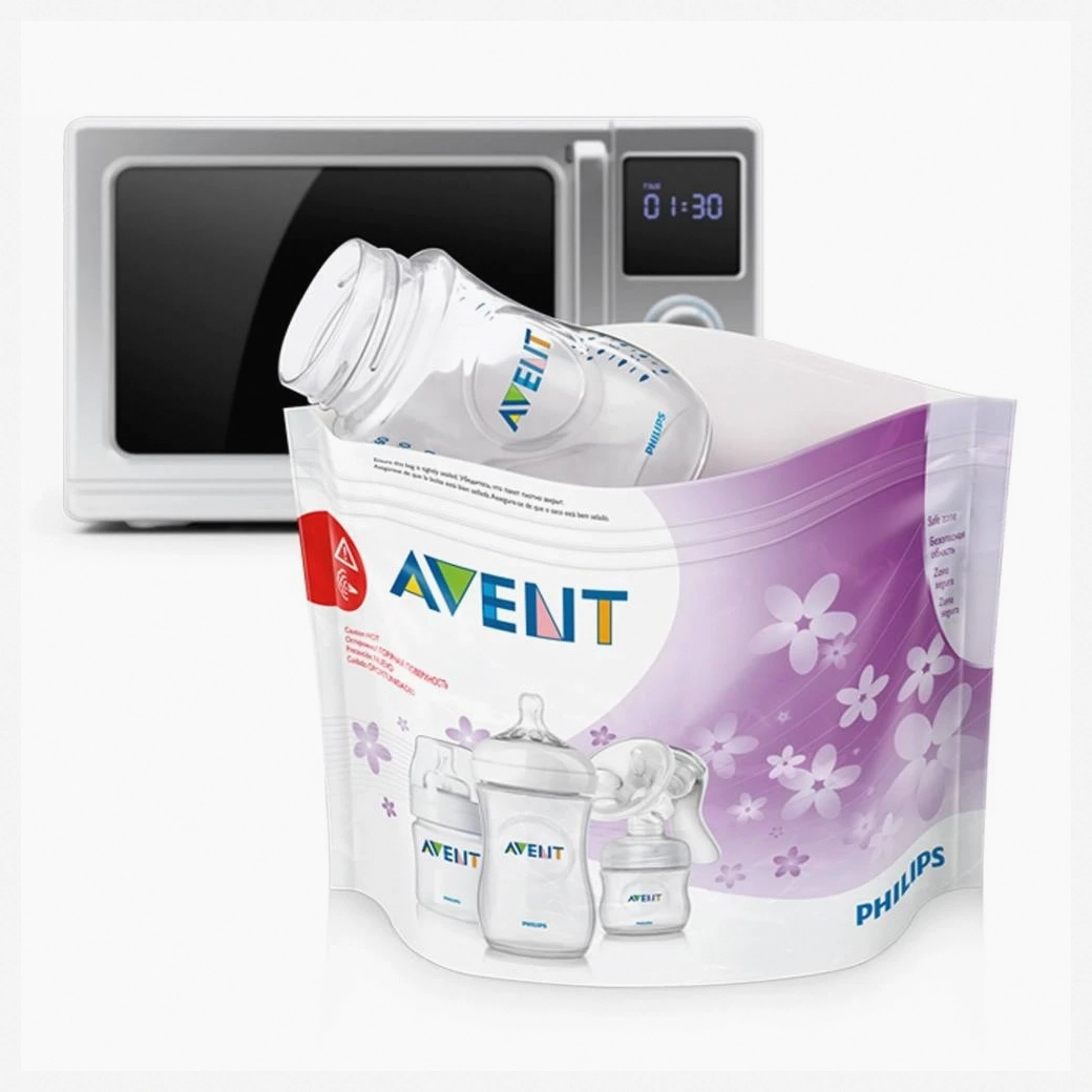 Philips Avent Microwave Sterilizer Bags, Pack of 5, Fast & Effective Sterilization for Baby Bottles and Pacifiers