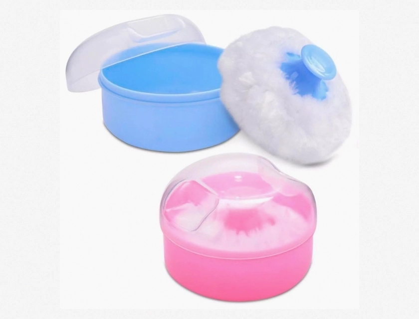 2-Pack Baby Powder Container with Puff and Handle