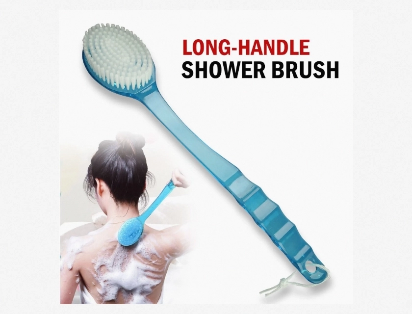 Long Handle Shower Brush for Back Scrubbing, Exfoliating Body Brush with Extended Reach, Waterproof Shower Scrubber for Men and Women