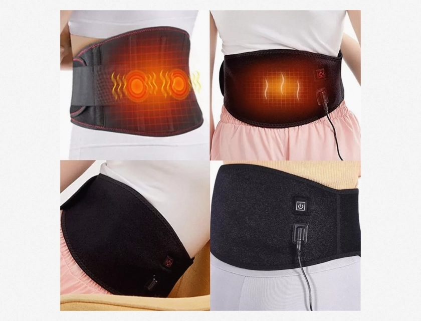 Heating Pad with Vibration Massage, Waist Wrap Belt for Low Back Pain Relief