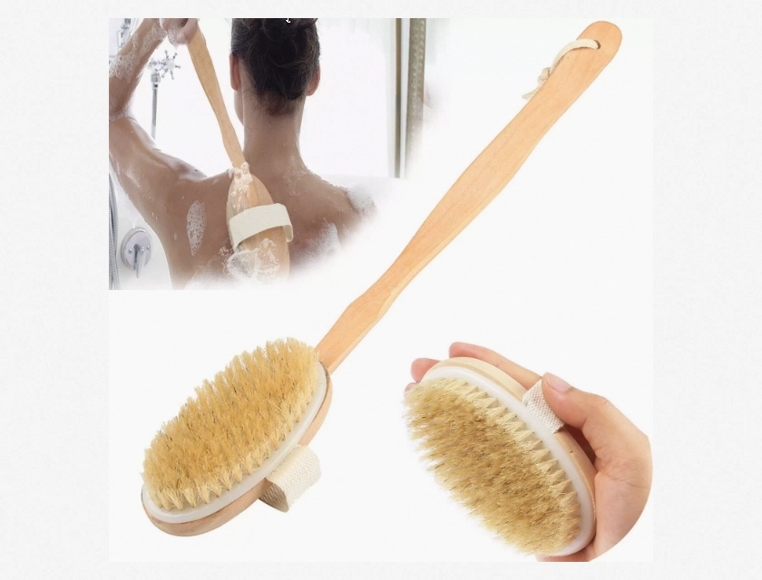 15 Inch Long Handle Wooden Back Scrubber for Shower, Bath, and Spa