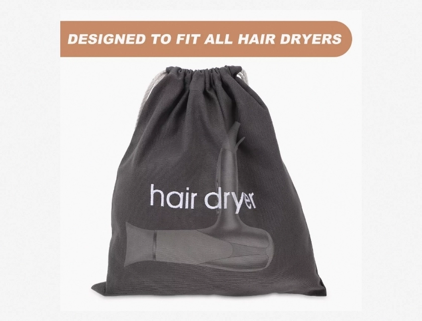 Reusable Black Drawstring Cloth Hair Dryer Storage Bag