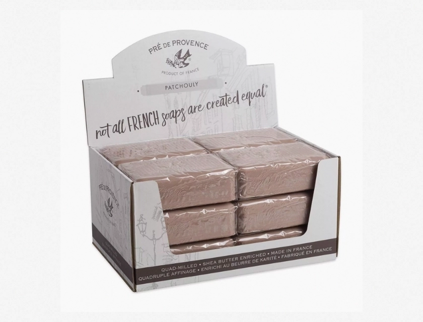 Pre de Provence Patchouli French Soap Bath Shower Bars with Shea Butter, Case of 12 x 250g