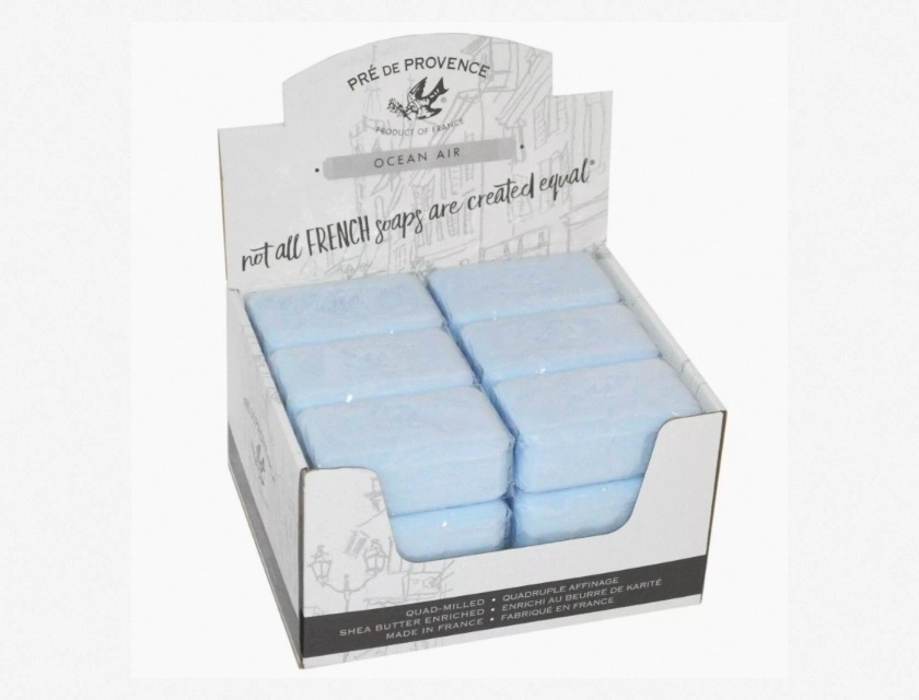 Pre de Provence Ocean Air French Soap Bars with Shea Butter, Case of 18 x 150g, Bath and Shower Soap