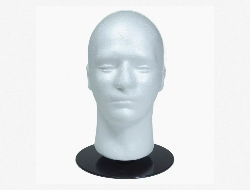 Male Mannequin Head with Holder Base for Displaying Wigs, Hats, and Glasses
