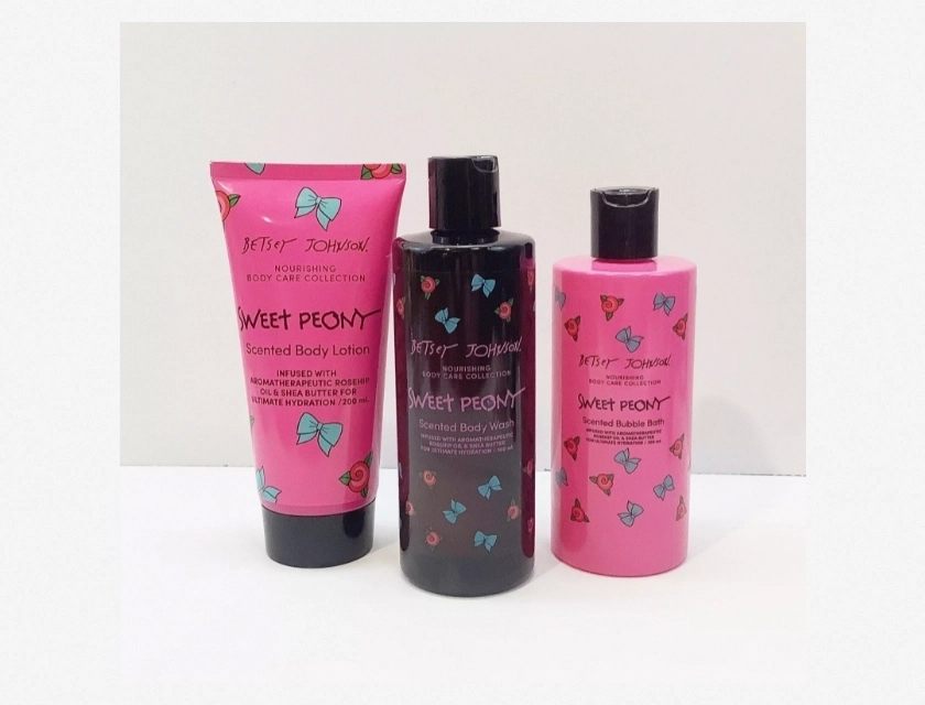 Betsey Johnson Sweet Peony Body Lotion, Bubble Bath & Body Wash Bath Set