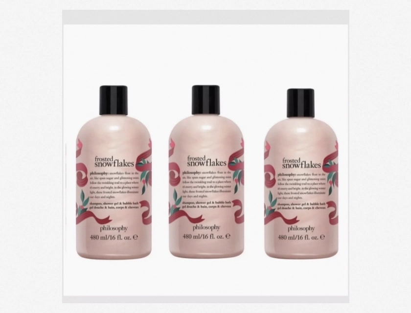 Philosophy Frosted Snow Flakes Shampoo, Shower Gel & Bubble Bath, 3-Pack (16 oz each)
