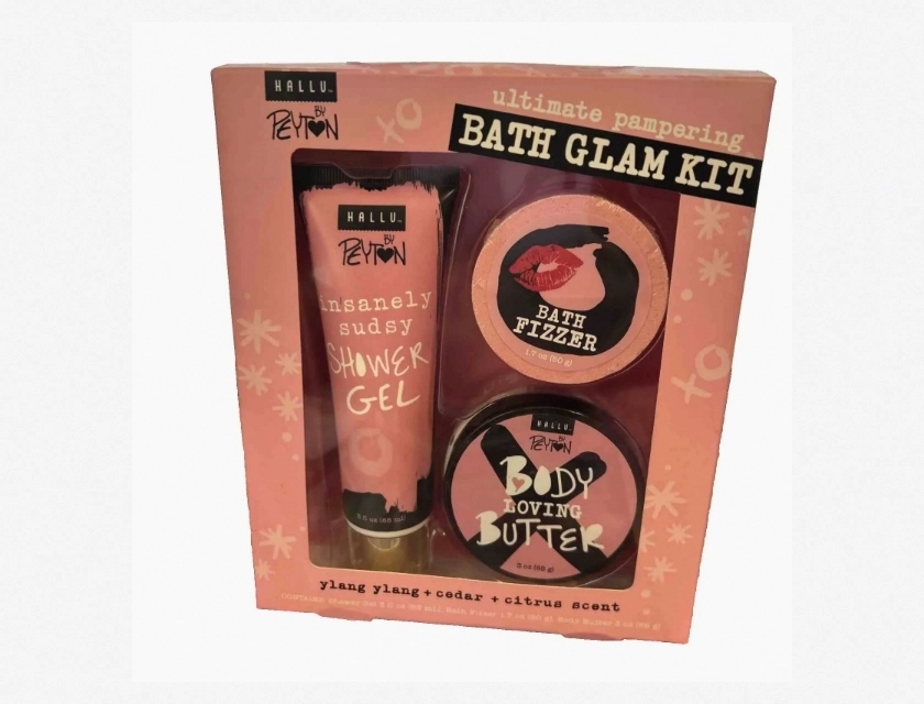 Hallu by Peyton Ultimate Pampering Bath Glam Kit with Butter, Fizz, and Gel