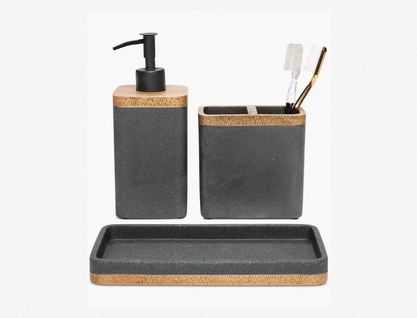 Hotel Collection 3-Piece Bath Set, Black – Premium Towels, Bath Mat, and Hand Towel for Luxury Bathroom