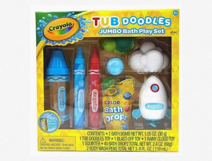 Crayola Tub Doodles Jumbo Bath Play Set for Kids, 47 Pieces Bathtime Fun