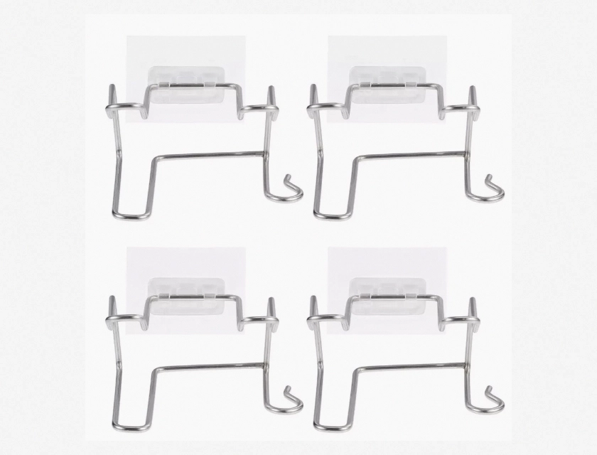 2 Pack Wall Mounted Hair Dryer Rack and Storage Holder for Bathroom, Space Saving Organizer