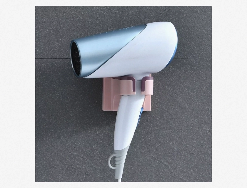 Bathroom Wall Mounted Hair Dryer Holder with Storage Shelf, Space Saving Organizer for Hair Tools