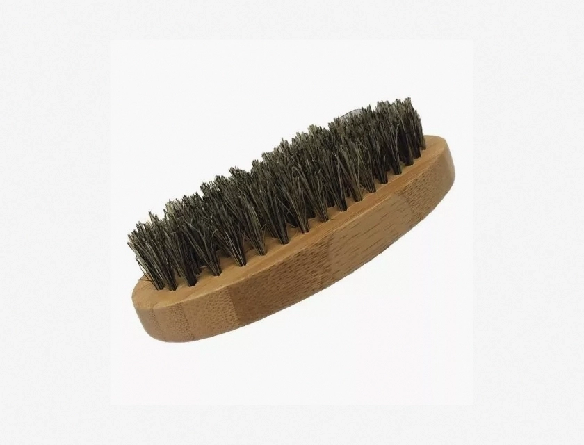 GBS Men’s Beard Brush Oval Military Style Bamboo Wood Handle Boar Bristles