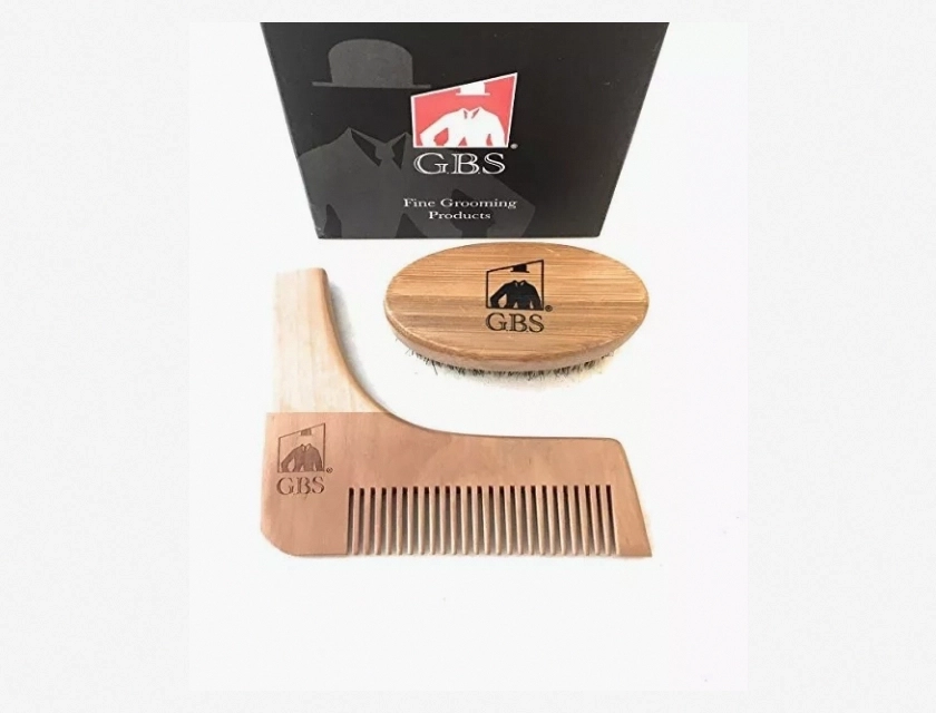 GBS Set Template and Oval Boar Bristle Beard Brush 2 Piece