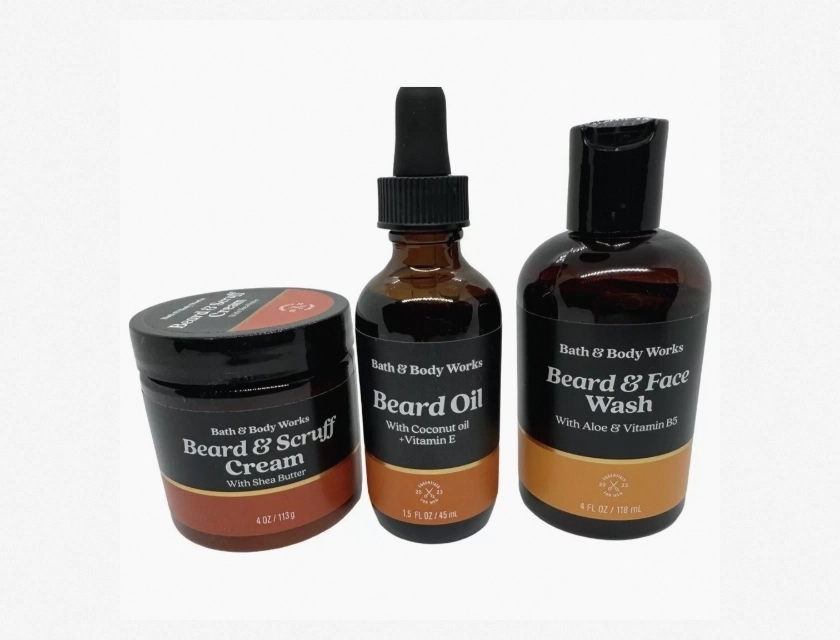 Bath & Body Works Beard Oil, Beard Scruff Cream, and Beard Face Wash – Set of 3