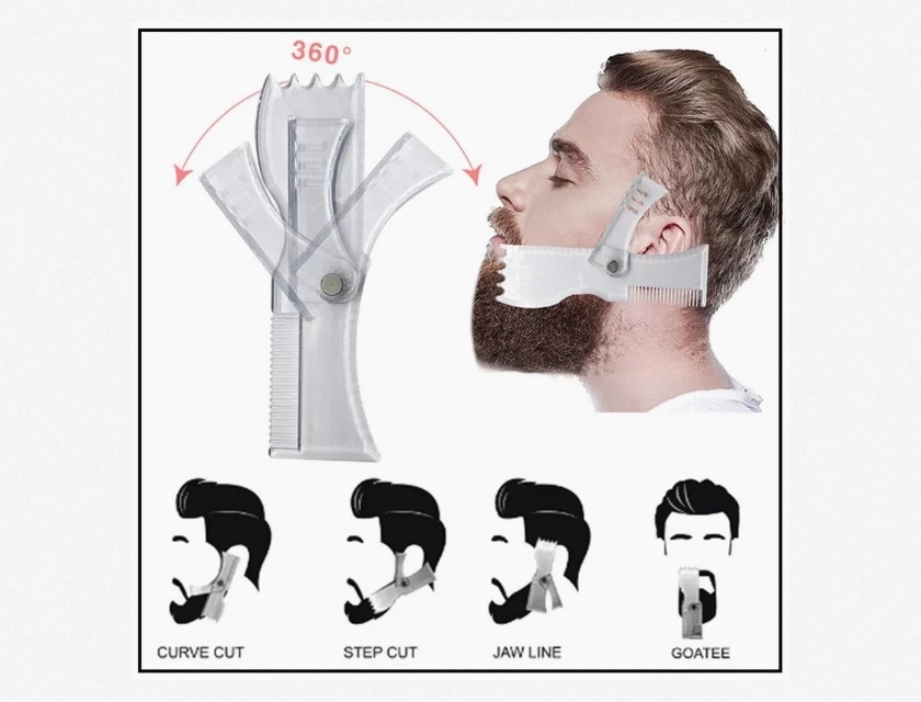 Adjustable Beard Shaping Tool for Men – Portable Styling Stencil Comb Template for Perfect Beard Grooming