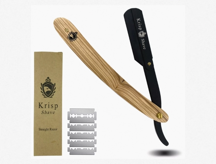 Barber Straight Razor Shavette with 10 Blades – Professional Haircut and Beard Shaving Tool