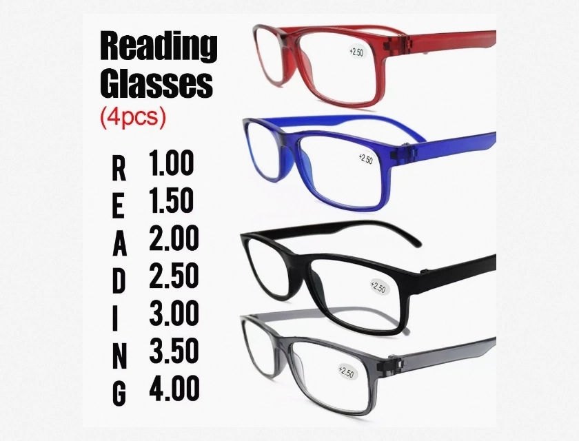 4 Pack Classic Blue Light Blocking Computer Reading Glasses, Unisex (1.0 to 4.0)
