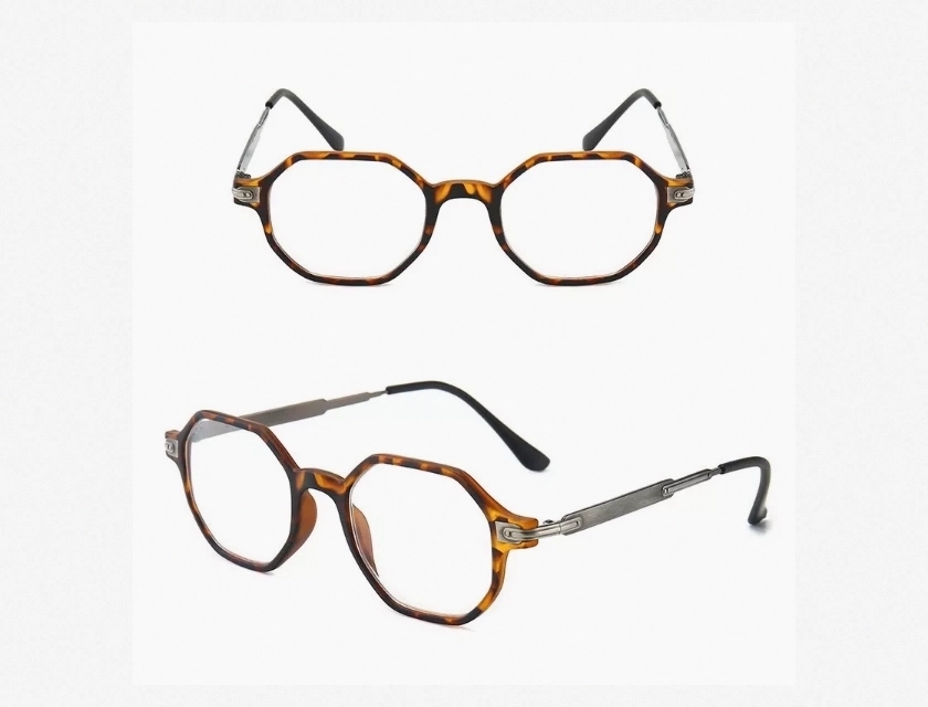 Betsion Hexagon Blue Light Blocking Reading Glasses for Women Men, Anti Eyestrain Computer Gaming Glasses