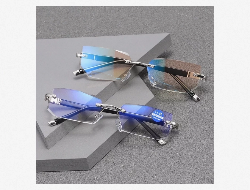 Unisex Rimless Blue Light Blocking Reading Glasses +1.0 to +4.0
