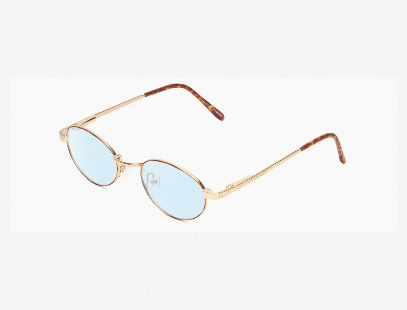 Flex Collection 46 Kids Oval Blue Light Glasses Gold Orange Tortoise Havana 46mm
