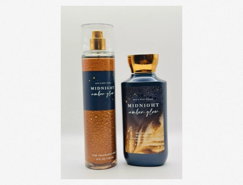 Bath & Body Works Midnight Amber Glow Body Lotion and Body Spray Set, 2 Piece
