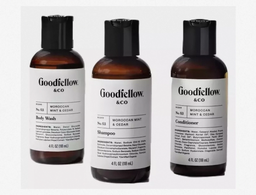 Goodfellow & Co Men’s On The Go Body Wash Shampoo Conditioner, Tear Box, 4 oz