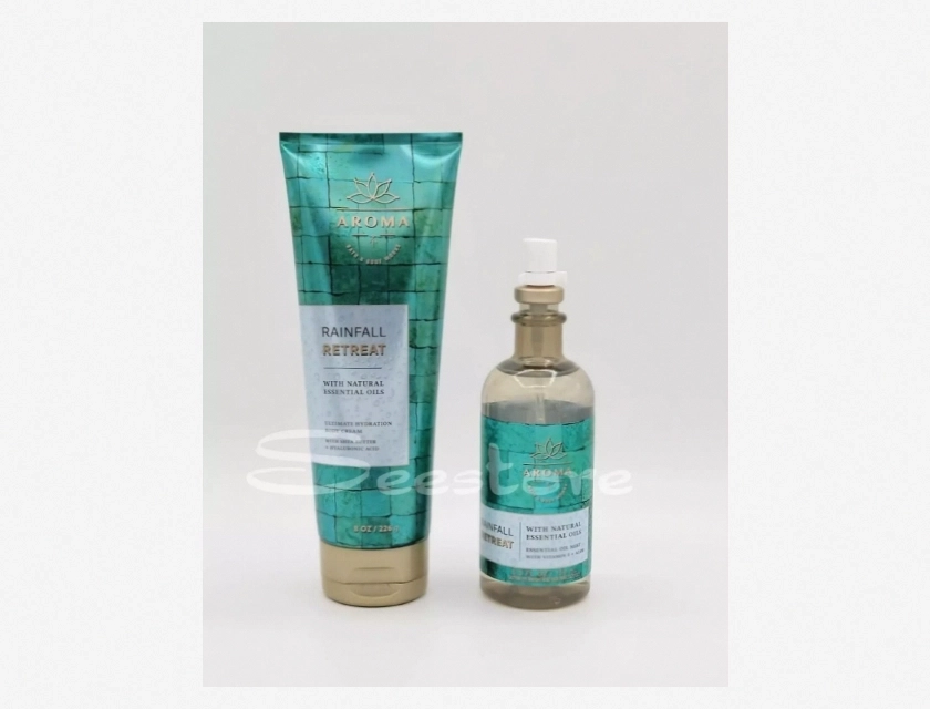 Bath & Body Works Cucumber Cedarwood Rainfall Body Cream and Body Mist Set – Pack of 2